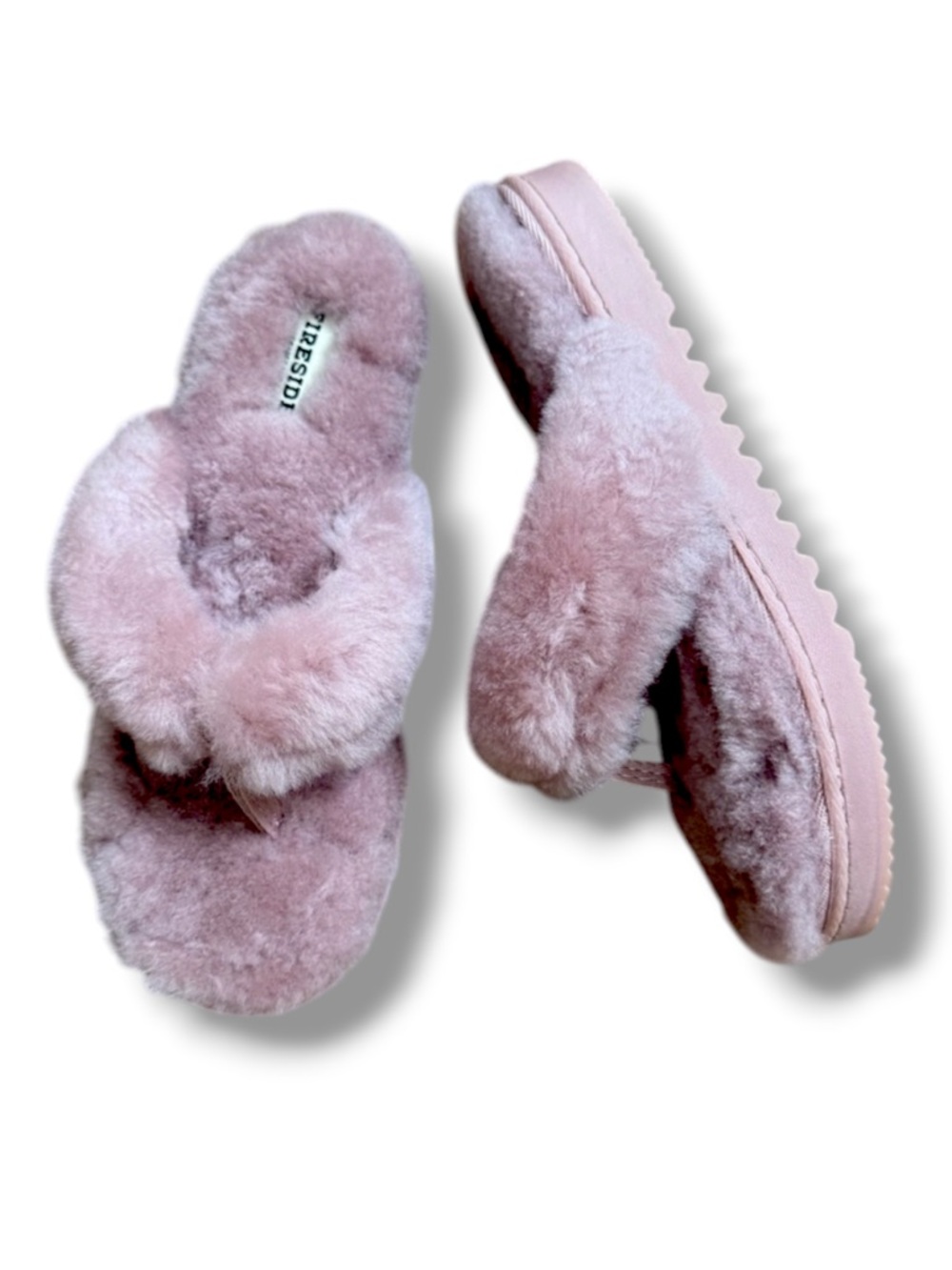 Fireside by Dearborn Dusty Pink Auburn Genuine Shearling Slippers